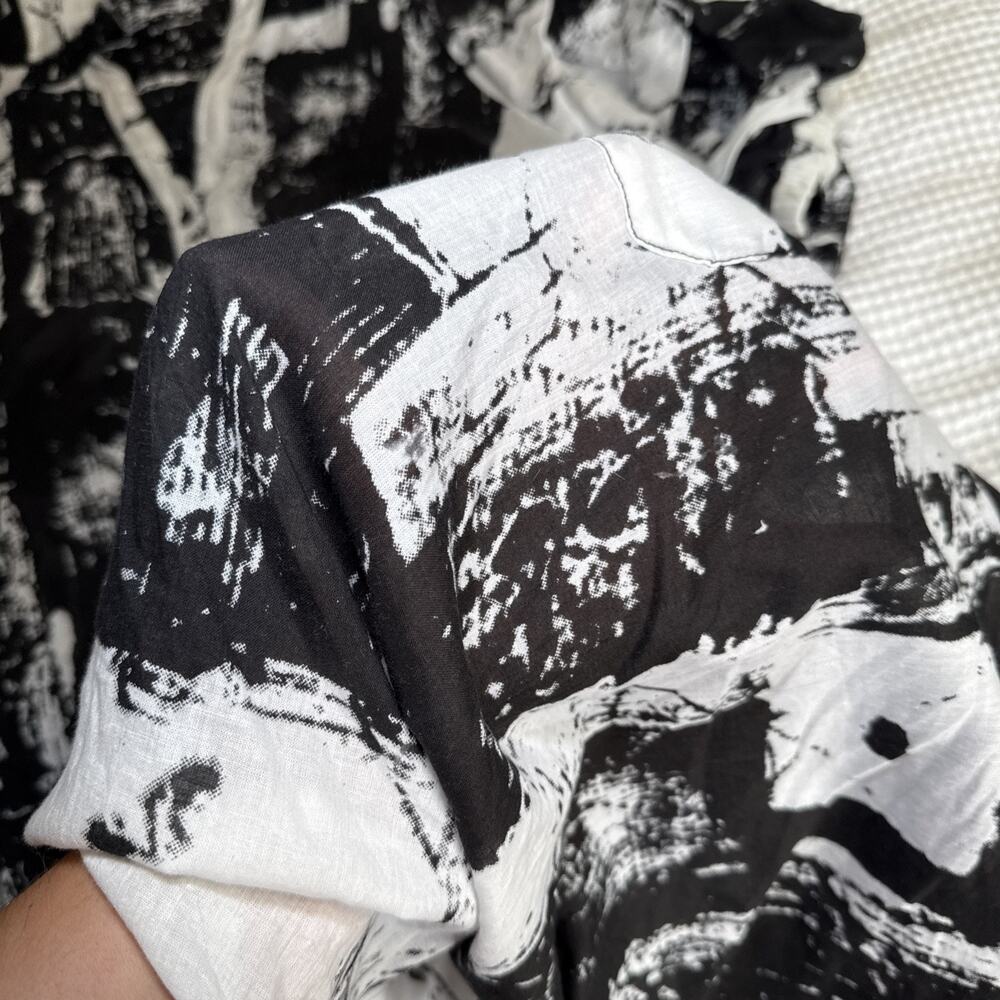 Step In Style Long Shirt Dress 1X White Black Cotton Whimsy Art Flowy NWT READ - Picture 14 of 16